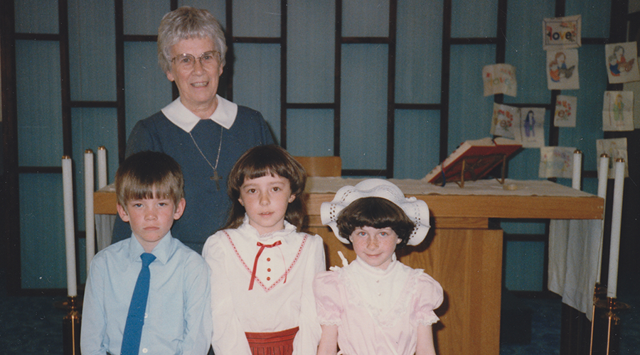 Sister Ready with First Communion students